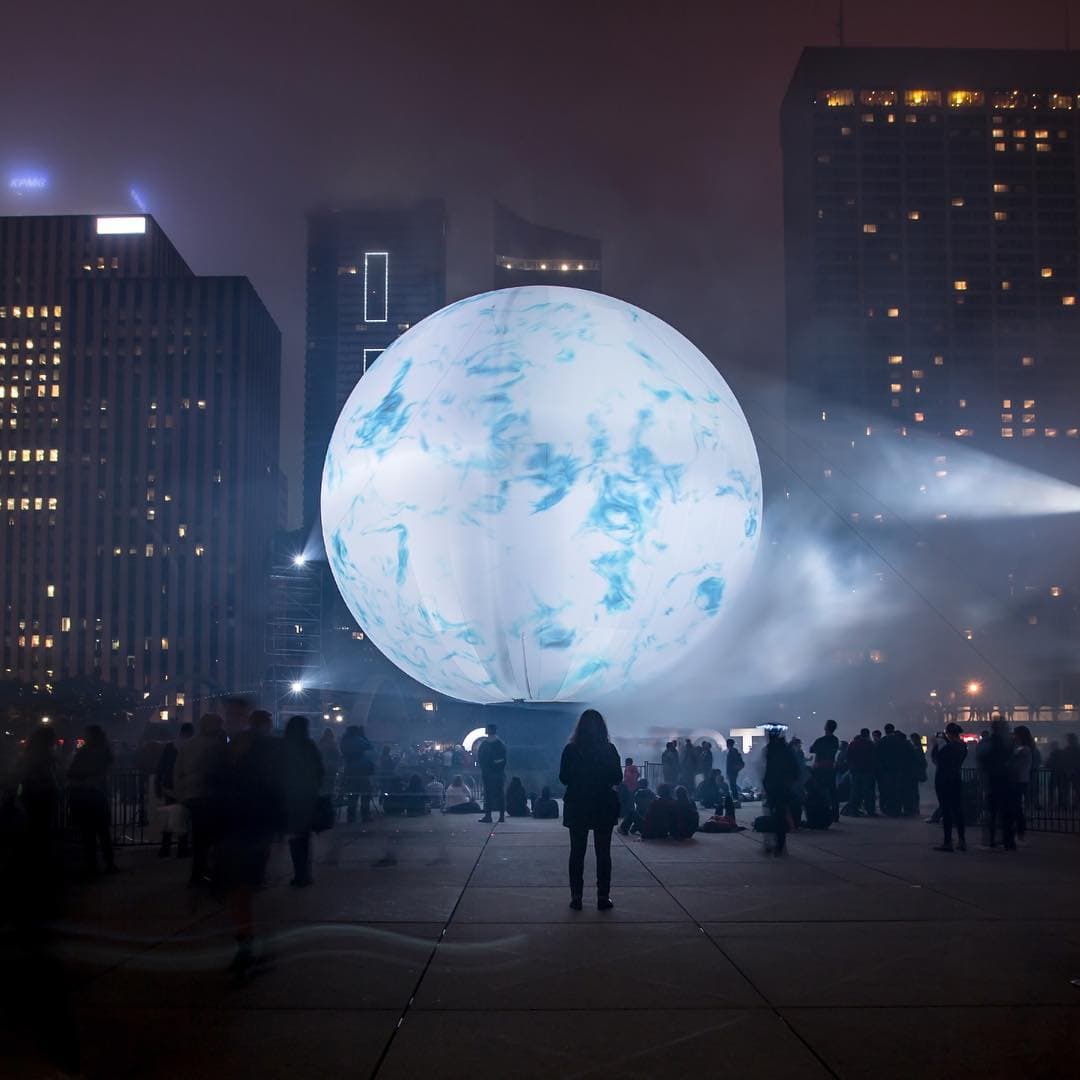 The moon over the square