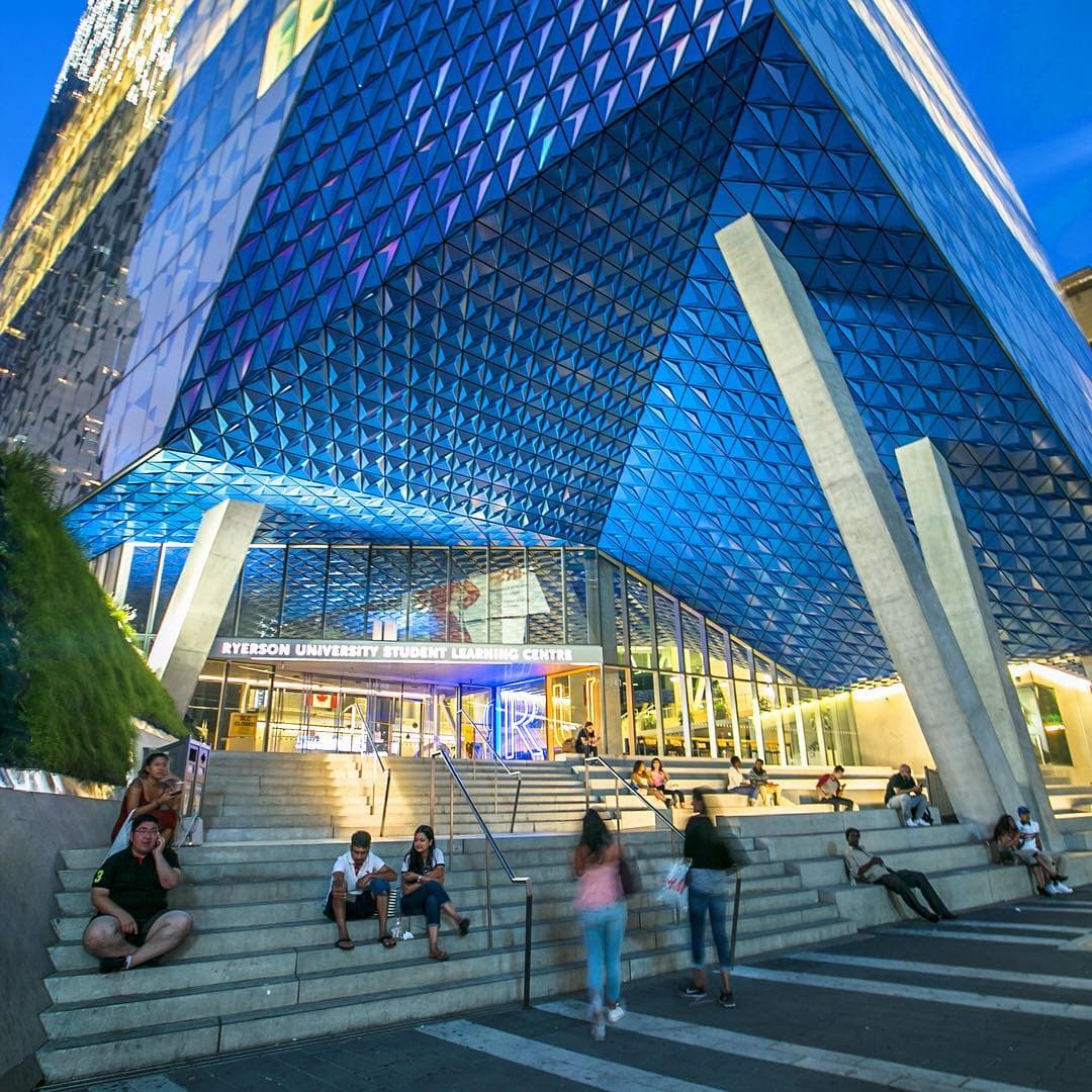 Glass and steel at dusk