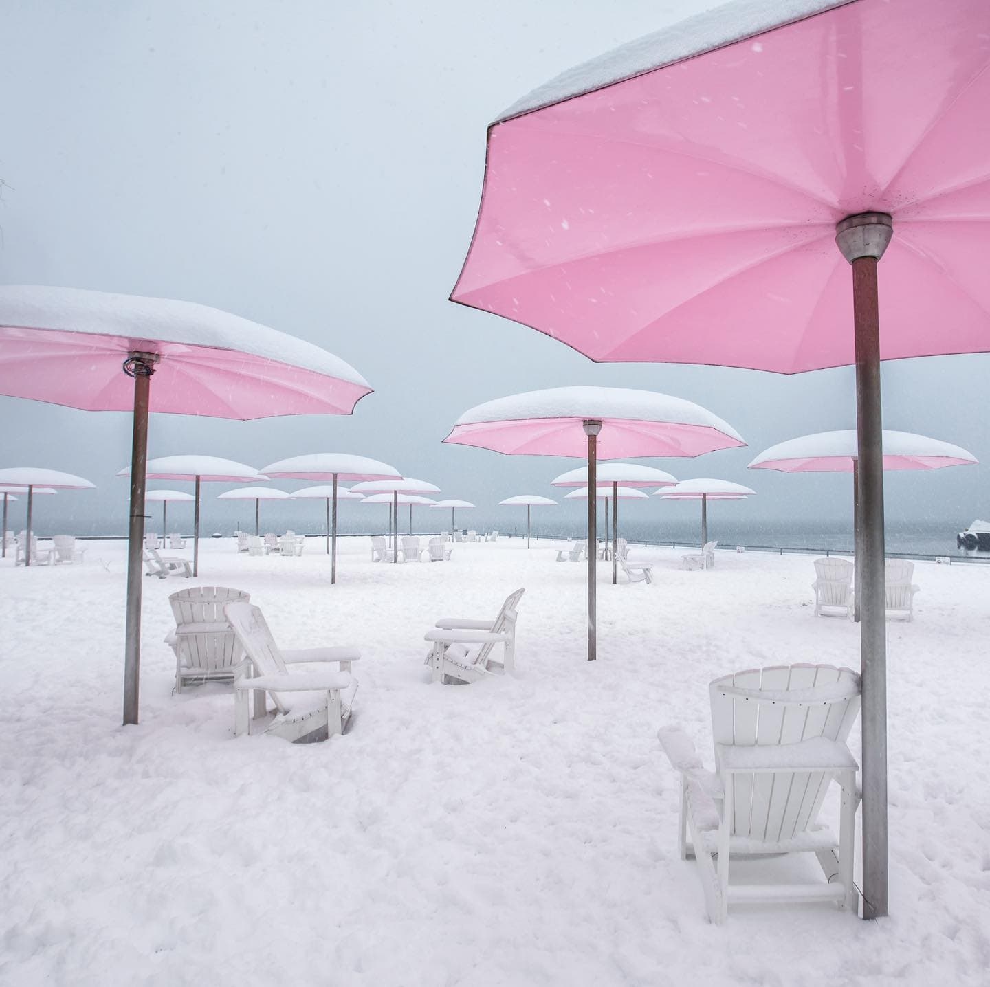 Sugar Beach umbrellas, winter