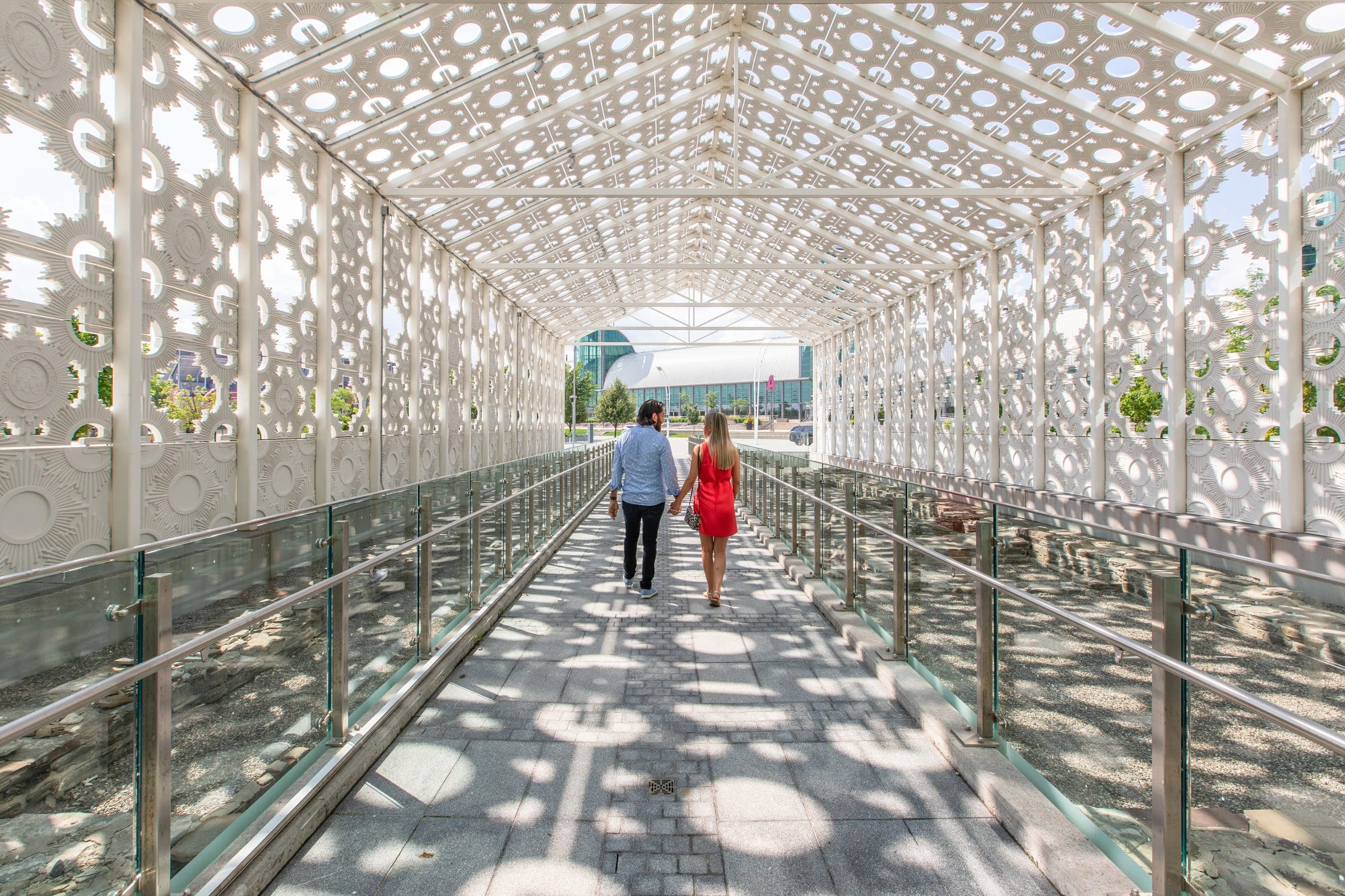 Amenity corridor, patterned screen