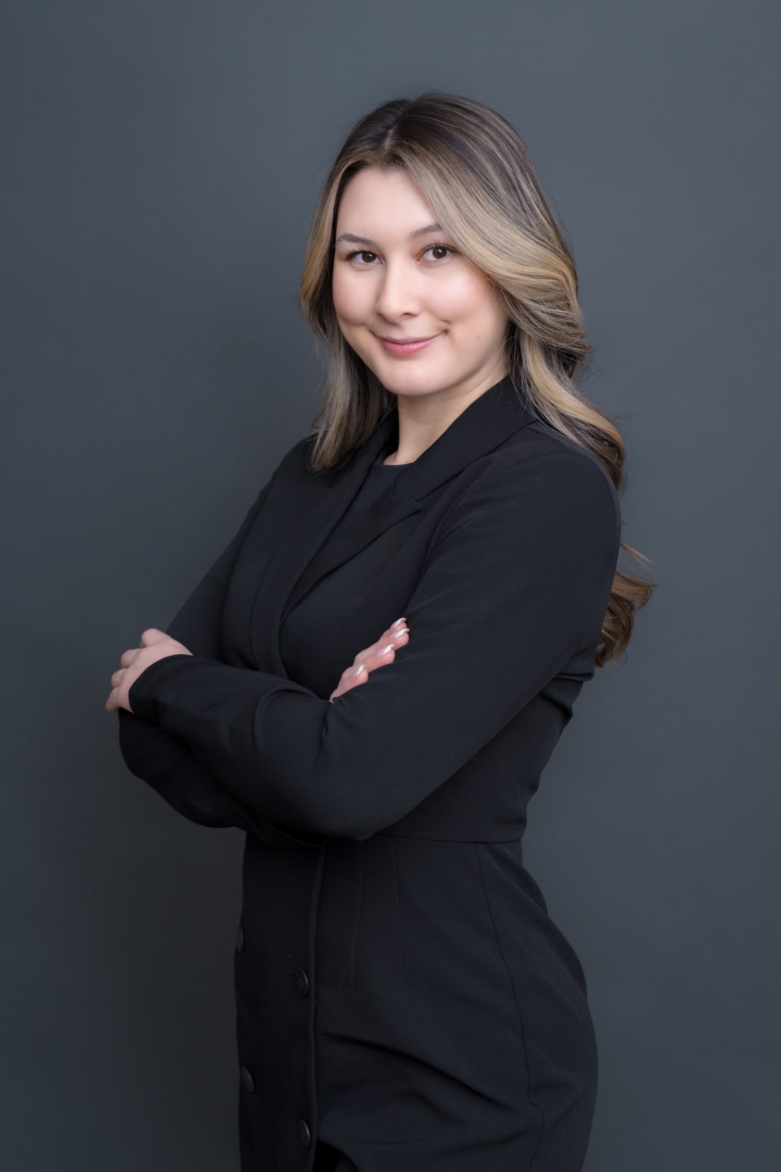 Studio portrait, grey seamless